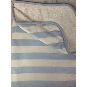 Carter's Blue White Striped Blanket Sherpa Plush Minky 1627